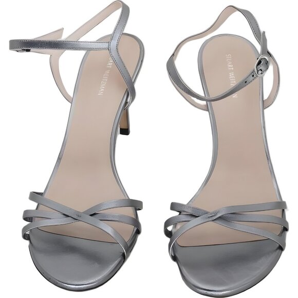 Stuart Weitzman Starla Gunmetal Ankle Strap Sandals Size 10 - Picture 5 of 6